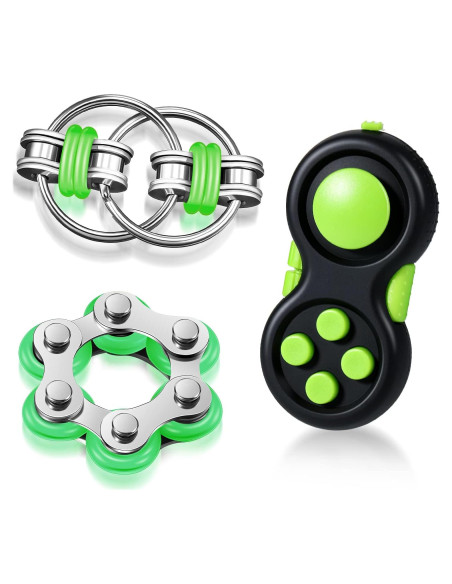 Juego de 3 Juguetes Antiestrés Gejoy para Adultos - Negro y Verde