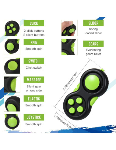 Juego de 3 Juguetes Antiestrés Gejoy para Adultos - Negro y Verde