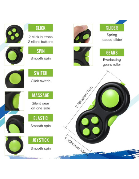 Juego de 3 Juguetes Antiestrés Gejoy para Adultos - Negro y Verde