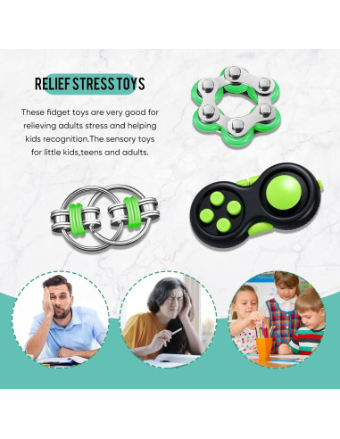 Juego de 3 Juguetes Antiestrés Gejoy para Adultos - Negro y Verde