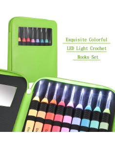 Juego de 9 ganchos de crochet Chuangdi con luz LED 2.5-6.5 mm 2