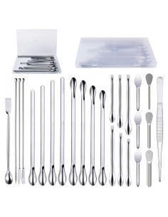 Juego de 25 Piezas Espátula Micro Cuchara Acero Inoxidable