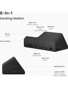 Estación de Acoplamiento USB-C HiDock H1E 8-en-1 4K 83W 2