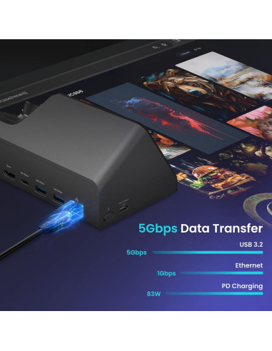 Estación de Acoplamiento USB-C HiDock H1E 8-en-1 4K 83W