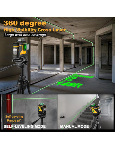 Nivel Láser Autonivelante PREXISO 3x360 Verde 30m con Trípode 2