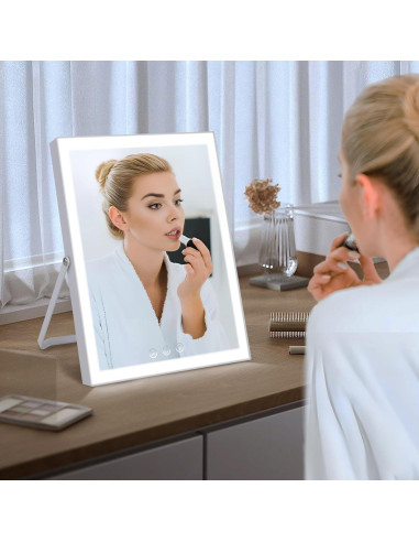 Espejo de Maquillaje Iluminado Homtang 30x25 cm 3 Modos