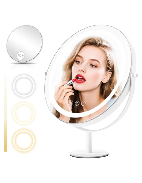 Espejo de Maquillaje Kcavvi 33cm con Luces LED y 10x