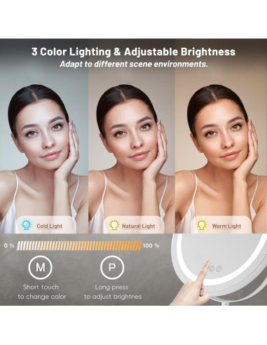 Espejo de Maquillaje Kcavvi 33cm con Luces LED y 10x