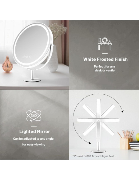 Espejo de Maquillaje Kcavvi 33cm con Luces LED y 10x