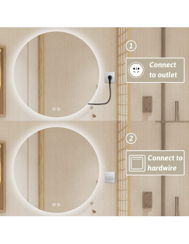 Espejo de Baño LED BuLife 71 cm Redondo Antivaho