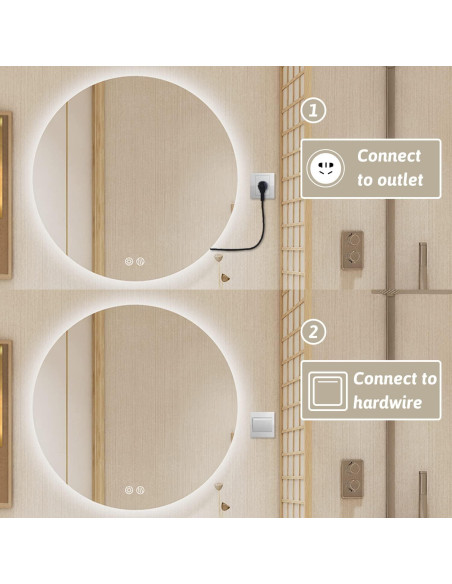 Espejo de Baño LED BuLife 71 cm Redondo Antivaho