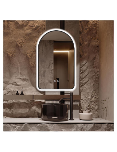 Espejo de Baño LED Arqueado TheiaMo 76,2x50,8cm Negro