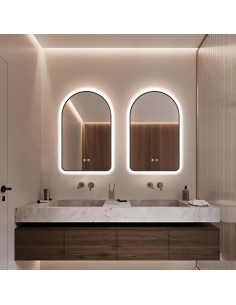 Espejo de Baño LED Arqueado TheiaMo 76,2x50,8cm Negro 2