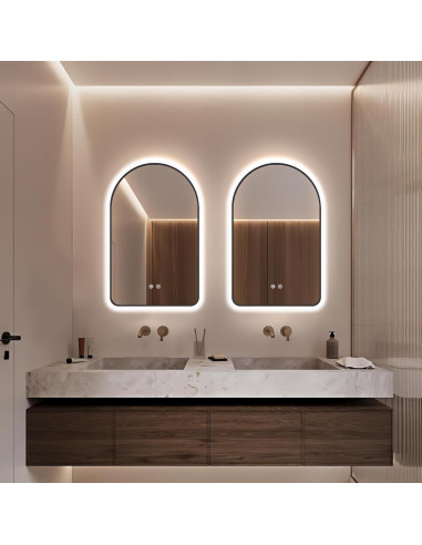 Espejo de Baño LED Arqueado TheiaMo 76,2x50,8cm Negro