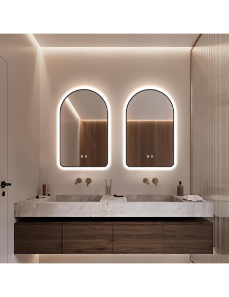 Espejo de Baño LED Arqueado TheiaMo 76,2x50,8cm Negro