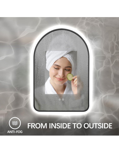 Espejo de Baño LED Arqueado TheiaMo 76,2x50,8cm Negro