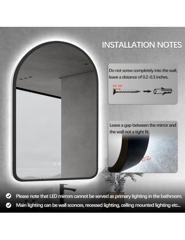 Espejo de Baño LED Arqueado TheiaMo 76,2x50,8cm Negro