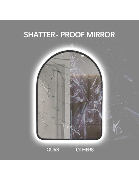 Espejo de Baño LED Arqueado TheiaMo 76,2x50,8cm Negro