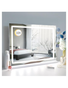 Espejo de Maquillaje Grande LilyHome con LED y 10X