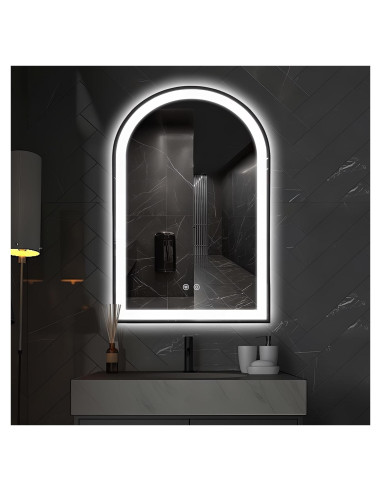 Espejo de Baño LED Arqueado TheiaMo 60x91 cm Negro