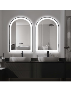 Espejo de Baño LED Arqueado TheiaMo 60x91 cm Negro 2
