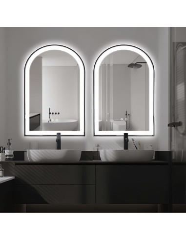 Espejo de Baño LED Arqueado TheiaMo 60x91 cm Negro