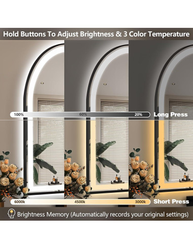 Espejo de Baño LED Arqueado TheiaMo 60x91 cm Negro