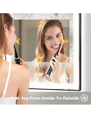 Espejo de Baño LED Arqueado TheiaMo 60x91 cm Negro