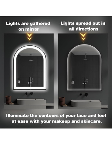 Espejo de Baño LED Arqueado TheiaMo 60x91 cm Negro