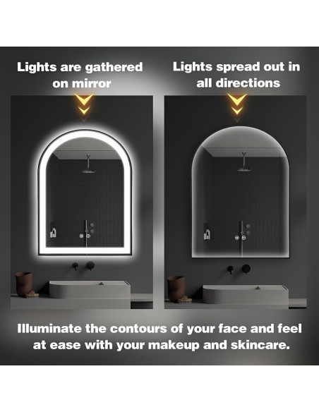 Espejo de Baño LED Arqueado TheiaMo 60x91 cm Negro