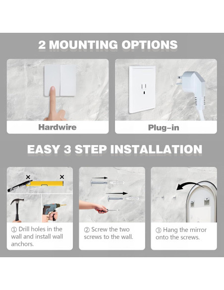 Espejo de Baño LED Arqueado TheiaMo 60x91 cm Negro