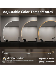 Espejo LED TheiaMo Semicircular Antivaho 121,92 cm 2
