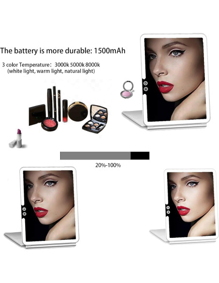 Espejo de Maquillaje MIOBLUE Recargable 10X LED 19x25 cm