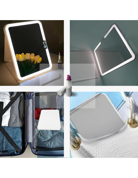 Espejo de Maquillaje MIOBLUE Recargable 10X LED 19x25 cm