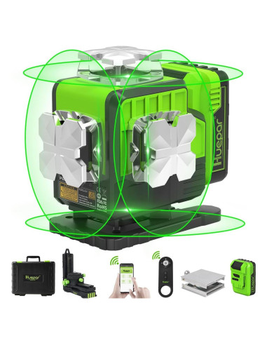 Nivel Láser Autonivelante Huepar P04CG 4D Verde 16 Líneas