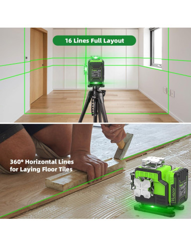 Nivel Láser Autonivelante Huepar P04CG 4D Verde 16 Líneas