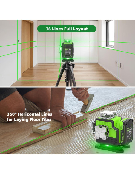 Nivel Láser Autonivelante Huepar P04CG 4D Verde 16 Líneas