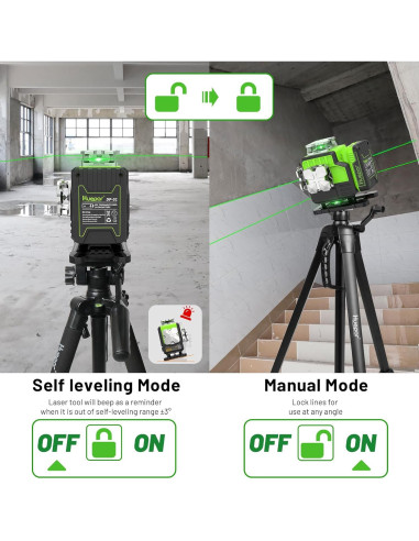 Nivel Láser Autonivelante Huepar P04CG 4D Verde 16 Líneas
