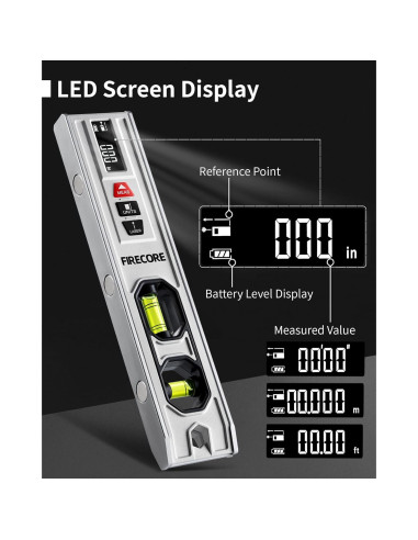 Nivel de Espiritu 3-en-1 Firecore con Medidor Laser 20m