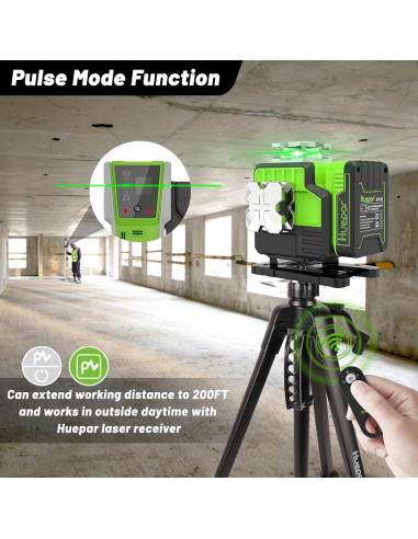 Nivel Láser Autonivelante Huepar P04CG 4D Verde 16 Líneas