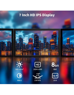 Monitor Mini 7" CUQI EM713 HD 1024x600 con Altavoces Integrados 2