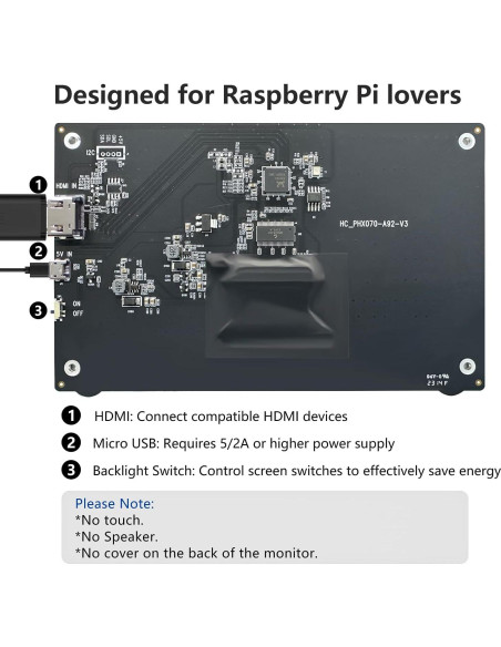 Monitor Mini HDMI 7" AZA 800x480 para Raspberry Pi y PC