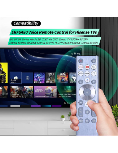 Control Remoto de Voz WDZP para Hisense U6 U7 U8 4K UHD