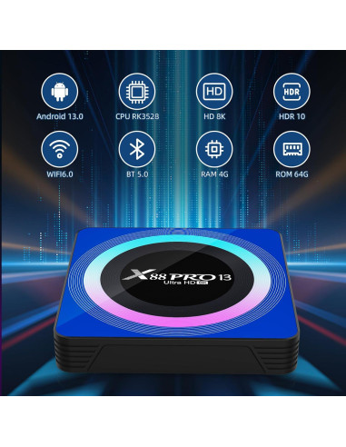 Android TV Box Sidiwen X10 4GB RAM 64GB 8K WiFi Bluetooth