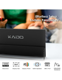 Monitor Portátil Kado 15.6" FHD 1080p IPS con Altavoces 2