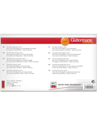 Juego de Hilos Gutermann Sew-All 100m - Paquete de 20 Colores