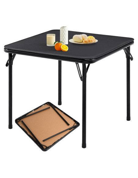 Mesa Plegable Cuadrada FurnitureR 86 cm Negra Portátil