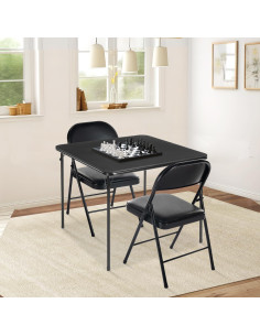 Mesa Plegable Cuadrada FurnitureR 86 cm Negra Portátil 2