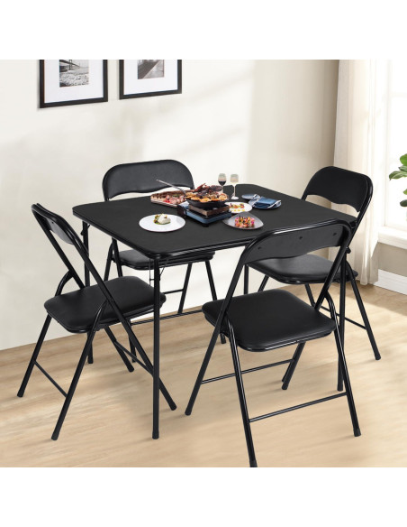 Mesa Plegable Cuadrada FurnitureR 86 cm Negra Portátil