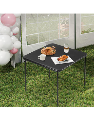 Mesa Plegable Cuadrada FurnitureR 86 cm Negra Portátil